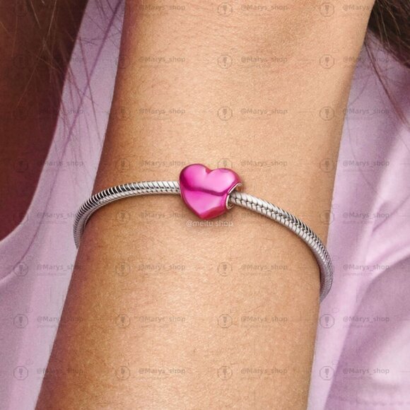 Pandora Metallic Pink Heart Charm|Pendant - Picture 2 of 2